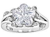 White Cubic Zirconia Rhodium Over Sterling Silver Clover Ring 6.13ctw