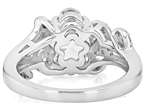 White Cubic Zirconia Rhodium Over Sterling Silver Clover Ring 6.13ctw