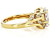 White Cubic Zirconia 18k Yellow Gold Over Sterling Silver Clover Ring 6.13ctw