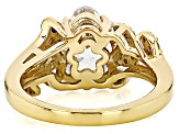 White Cubic Zirconia 18k Yellow Gold Over Sterling Silver Clover Ring 6.13ctw
