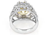 Canary And White Cubic Zirconia Rhodium Over Sterling Silver Flower Ring 10.03ctw