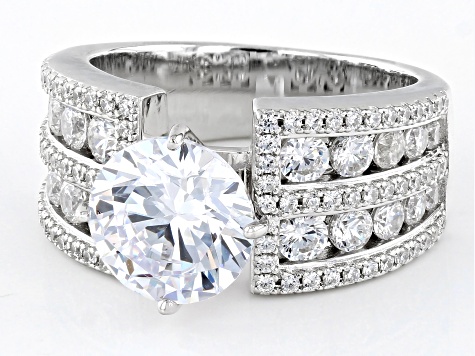 White Cubic Zirconia Platinum Over Sterling Silver Ring 6.53