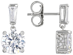 White Cubic Zirconia Platinum Over Sterling Silver Earrings 9.98ctw