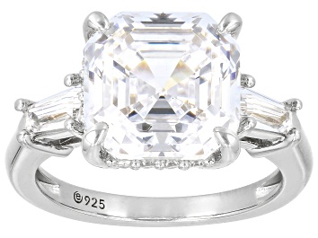 Picture of White Cubic Zirconia Platinum Over Sterling Silver Asscher Cut Ring 6.62ctw