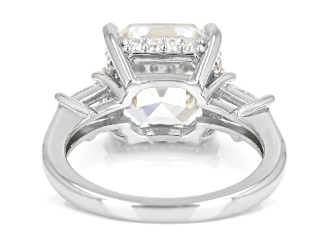 White Cubic Zirconia Platinum Over Sterling Silver Asscher Cut Ring 6.62ctw
