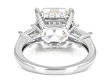 White Cubic Zirconia Platinum Over Sterling Silver Asscher Cut Ring 6.62ctw