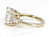 White Cubic Zirconia 18k Yellow Gold Over Sterling Silver Asscher Cut Ring 6.62ctw