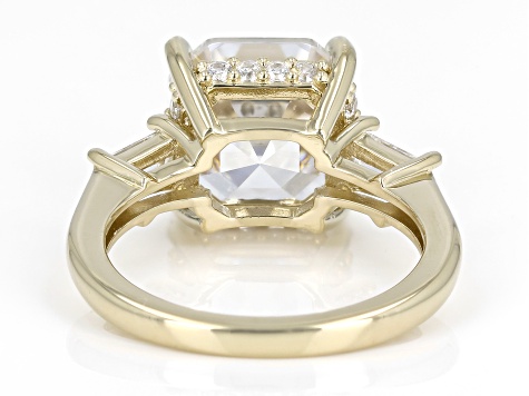 White Cubic Zirconia 18k Yellow Gold Over Sterling Silver Asscher Cut Ring 6.62ctw