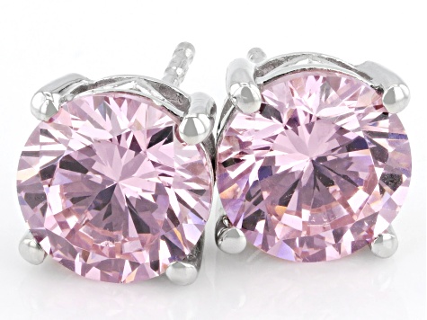 Pink Cubic Zirconia Rhodium Over Sterling Silver Earrings 5.50ctw