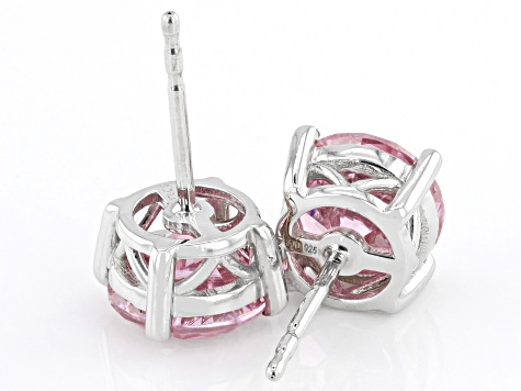 Pink Cubic Zirconia Rhodium Over Sterling Silver Earrings 5.50ctw