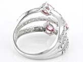 Pink And White Cubic Zirconia Rhodium Over Sterling Silver Ring 3.30ctw