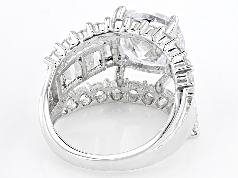 White Cubic Zirconia Platinum Over Sterling Silver Ring 9.90ctw