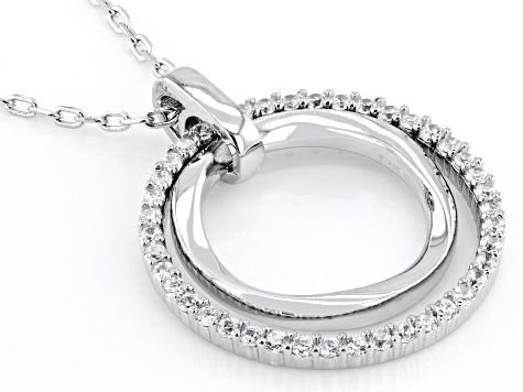 White Cubic Zirconia Rhodium Over Sterling Silver Pendant 0.54ctw