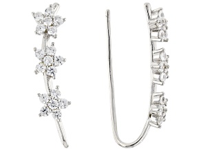 White Cubic Zirconia Rhodium Over Sterling Silver Climber Earrings 1.52ctw