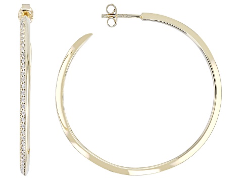 White Cubic Zirconia 18k Yellow Gold Over Sterling Silver Hoops 3.80ctw