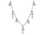 White Cubic Zirconia Rhodium Over Sterling Silver Cross Necklace 1.05ctw