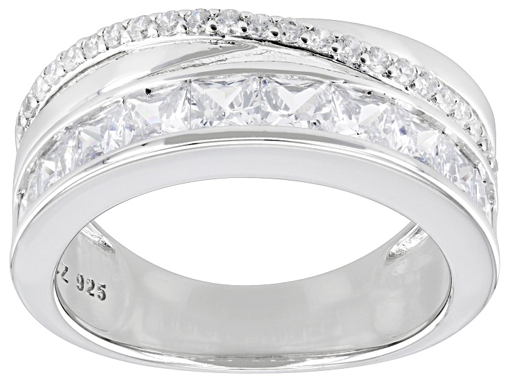 White Cubic Zirconia Platinum Over Sterling Silver Ring 2.86