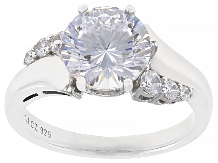 Dillenium Cut White Cubic Zirconia Rhodium Over Sterling