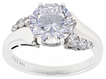 Picture of Dillenium Cut White Cubic Zirconia Rhodium Over Sterling Silver 100 Facet Ring 4.97ctw
