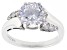 Dillenium Cut White Cubic Zirconia Rhodium Over Sterling Silver 100 Facet Ring 4.97ctw