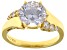 White Cubic Zirconia 18k Yellow Gold Over Sterling Silver 100 Facet Ring