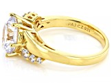 White Cubic Zirconia 18k Yellow Gold Over Sterling Silver 100 Facet Ring