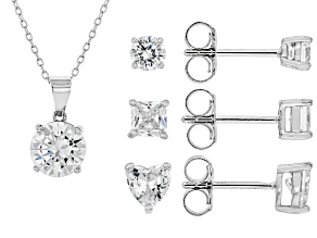 White Cubic Zirconia Rhodium Over Sterling Silver Jewelry Set 7.14ctw