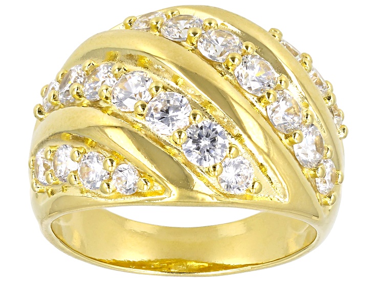 White Cubic Zirconia 18k Yellow Gold Over Sterling Silver