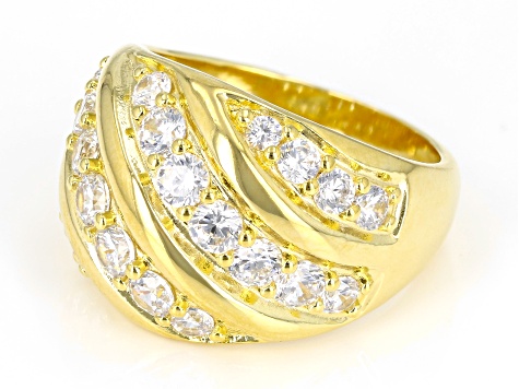 White Cubic Zirconia 18k Yellow Gold Over Sterling Silver Ring 2.95ctw