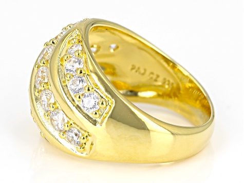 White Cubic Zirconia 18k Yellow Gold Over Sterling Silver