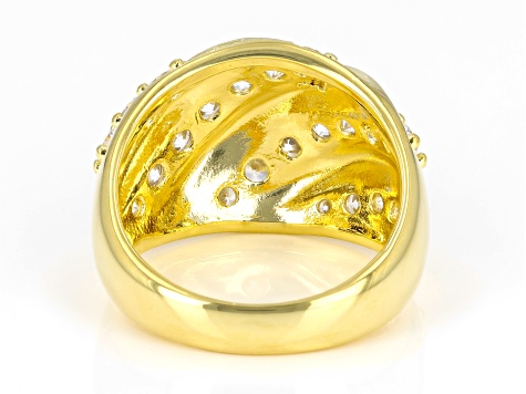 White Cubic Zirconia 18k Yellow Gold Over Sterling Silver