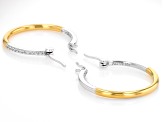 White Cubic Zirconia Platinum And 18k Yellow Gold Over Sterling Silver Hoops 0.59ctw