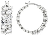 White Cubic Zirconia Rhodium Over Sterling Silver Hoops 7.37ctw