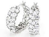 White Cubic Zirconia Rhodium Over Sterling Silver Hoops 7.37ctw