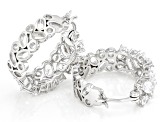 White Cubic Zirconia Rhodium Over Sterling Silver Hoops 7.37ctw