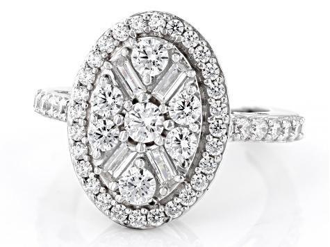 White Cubic Zirconia Rhodium Over Sterling Silver Ring 3.00