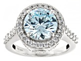 Blue And White Cubic Zirconia Rhodium Over Sterling Silver Ring 7.00ctw