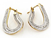 White Cubic Zirconia 18k Yellow Gold Over Sterling Silver Hoops 2.15ctw