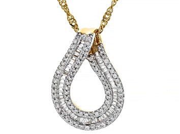 Picture of White Cubic Zirconia 18k Yellow Gold Over Sterling Silver Pendant With Chain 0.65ctw