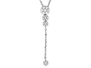 White Cubic Zirconia Platinum Over Sterling Silver Necklace 0.59ctw