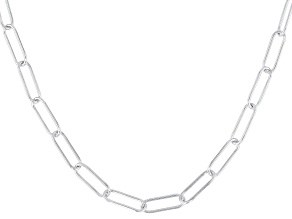 White Cubic Zirconia Rhodium Over Sterling Silver Paperclip Necklace 0.64ctw
