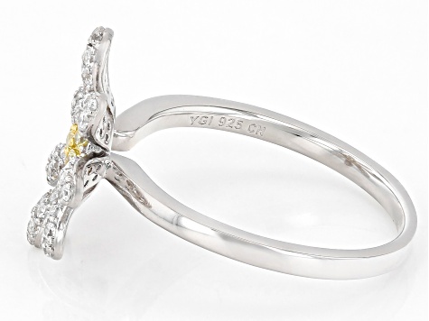 Yellow And White Cubic Zirconia Rhodium And 18k Yellow Gold