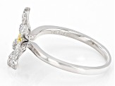 Yellow And White Cubic Zirconia Rhodium And 18k Yellow Gold Over Silver Daisy Ring 0.92ctw