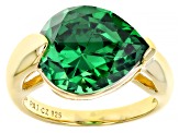 Green Cubic Zirconia 18k Yellow Gold Over Sterling Silver Ring 7.65ctw