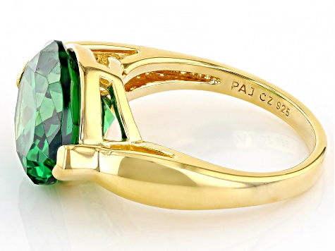 Green Cubic Zirconia 18k Yellow Gold Over Sterling Silver