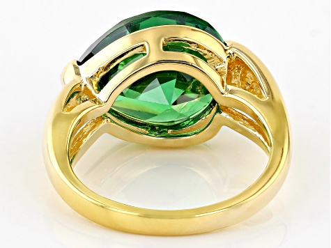 Green Cubic Zirconia 18k Yellow Gold Over Sterling Silver Ring 7.65ctw