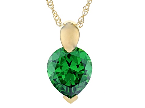 Green Cubic Zirconia 18k Yellow Gold Over Sterling Silver Pendant With Chain 7.65ctw