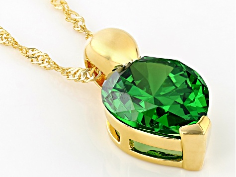 Green Cubic Zirconia 18k Yellow Gold Over Sterling Silver Pendant With Chain 7.65ctw