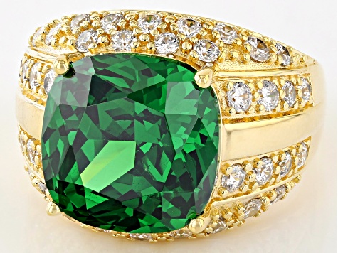 Emerald & White store Diamond Simulant with Yellow Gold over Sterling Silver