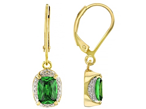 Green And White Cubic Zirconia 18k Yellow Gold Over Sterling Silver Earrings 2.03ctw